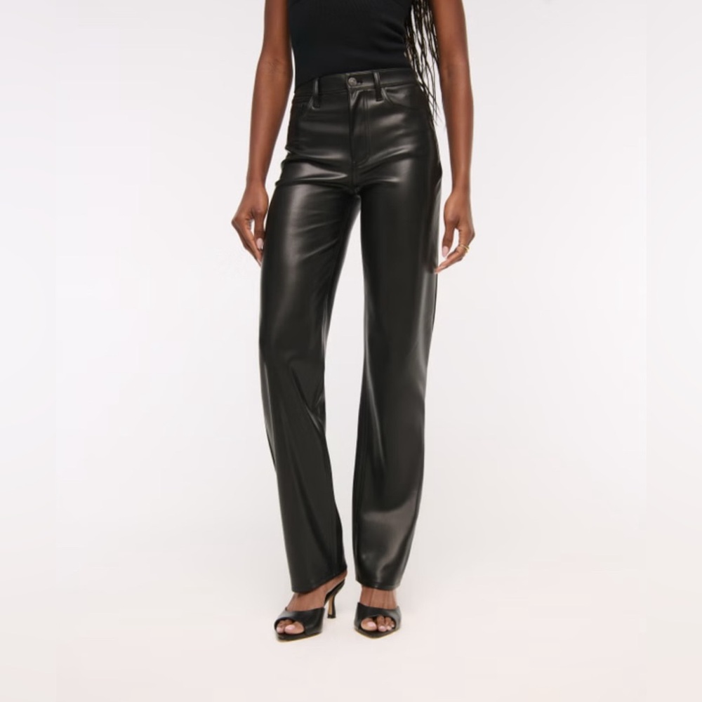abercrombie faux vegan leather 90s relaxed ultra high rise pants